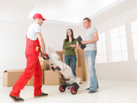 Office relocation support in Knightsbridge with boxes and equipment