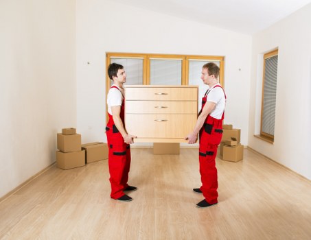 Preparing desks and office items for transport in central London